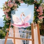 Ταμπέλα Βάπτισης με Σχέδιο Ροζ Κύκνος