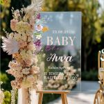 Διακοσμητική Ταμπέλα Βάπτισης με Σχέδιο Flowers