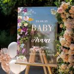 Διακοσμητική Ταμπέλα Βάπτισης με Σχέδιο Flowers