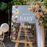 Διακοσμητική Ταμπέλα Βάπτισης με Σχέδιο Flowers