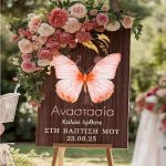 Ταμπέλα Καλωσορίσματος Βάπτισης με Σχέδιο Πεταλούδα
