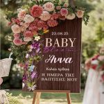 Ταμπέλα Καλωσορίσματος Βάπτισης με Σχέδιο Flowers