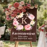 Πινακίδα Διακόσμησης Βάπτισης με Σχέδιο Garden Theme