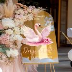 Πινακίδα Βάπτισης με Σχέδιο Ροζ Κύκνος