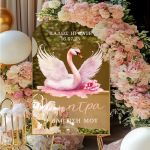 Πινακίδα Βάπτισης με Σχέδιο Ροζ Κύκνος