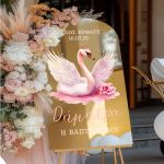 Πινακίδα Βάπτισης με Σχέδιο Ροζ Κύκνος