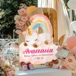 Ταμπέλα Καλωσορίσματος Βάπτισης με Σχέδιο Unicorn