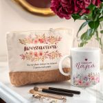 Σετ 2 Δώρα για Μητέρα, Εκρού Τσαντάκι με Φελλό & Κούπα