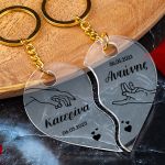 2 Λαμπάδες με Μπρελόκ Κλειδιών σε Σχήμα Καρδιά για Ζευγάρια