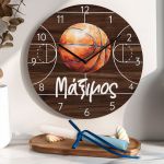 Παιδικό Ρολόι Τοίχου με Premium Λαμπάδα & Σχέδιο Basketball