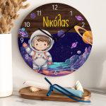 Παιδικό Ρολόι Τοίχου με Premium Λαμπάδα Σχέδιο Αστροναύτης