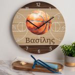 Παιδικό Ρολόι Τοίχου με Λαμπάδα & Σχέδιο Γήπεδο Μπάσκετ
