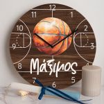 Παιδικό Ρολόι Τοίχου με Premium Λαμπάδα & Σχέδιο Basketball