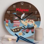 Παιδικό Ρολόι Τοίχου με Premium Λαμπάδα & Σχέδιο Πειρατής