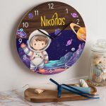 Παιδικό Ρολόι Τοίχου με Premium Λαμπάδα Σχέδιο Αστροναύτης