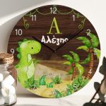 Παιδικό Ρολόι Τοίχου με Premium Λαμπάδα & Σχέδιο T-Rex