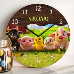 Ρολόι Τοίχου με Σχέδιο Ζώακια στη Φάρμα & Premium Λαμπάδα