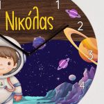 Παιδικό Ρολόι Τοίχου με Premium Λαμπάδα Σχέδιο Αστροναύτης