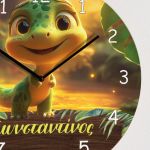 Ρολόι Τοίχου Παιδικό με Σχέδιο Δεινόσαυρο & Premium Λαμπάδα