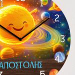 Παιδικό Ρολόι Τοίχου με Σχέδιο Πλανήτες & Premium Λαμπάδα