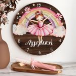 Παιδικό Ρολόι Τοίχου με Premium Λαμπάδα & Σχέδιο Μπαλαρίνα