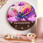 Ρολόι Τοίχου Παιδικό με Σχέδιο Πεταλούδα & Λαμπάδα