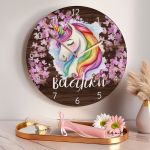 Παιδικό Ρολόι Τοίχου με Premium Λαμπάδα & Σχέδιο Unicorn