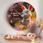 Ρολόι Τοίχου Παιδικό με Σχέδιο Λαγουδάκι & Premium Λαμπάδα