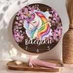 Παιδικό Ρολόι Τοίχου με Premium Λαμπάδα & Σχέδιο Unicorn