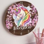 Παιδικό Ρολόι Τοίχου με Premium Λαμπάδα & Σχέδιο Unicorn