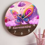 Ρολόι Τοίχου Παιδικό με Σχέδιο Πεταλούδα & Λαμπάδα