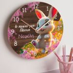 Ρολόι Τοίχου Παιδικό με Σχέδιο Λαγουδάκι & Premium Λαμπάδα