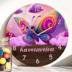 Ρολόι Τοίχου Παιδικό με Σχέδιο Πεταλούδα & Λαμπάδα