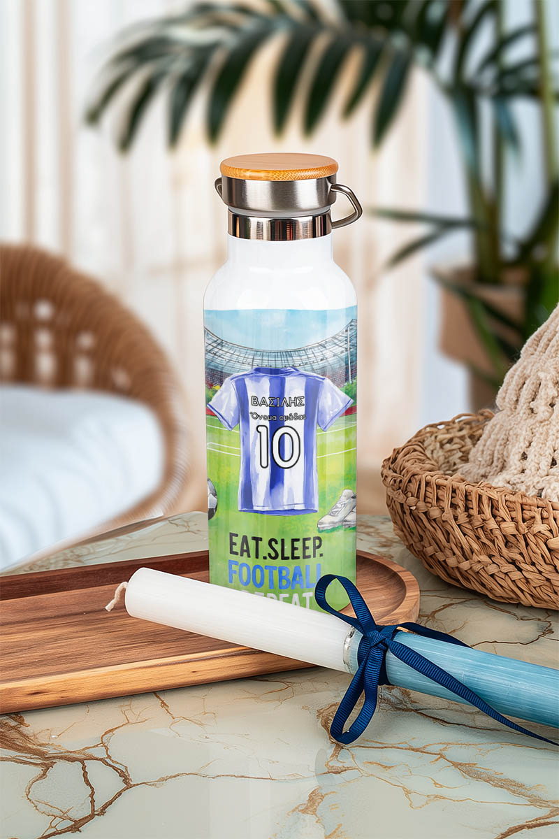 Παιδικό Παγούρι με Θέμα Μπλε Φανέλα & Premium Λαμπάδα