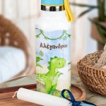 Σετ 3 Δώρα Green Dino - Παγούρι, Δοχείο Φαγητού & Λαμπάδα