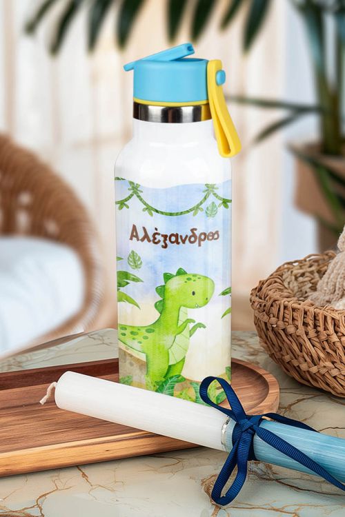 Σετ 3 Δώρα Green Dino - Παγούρι, Δοχείο Φαγητού & Λαμπάδα