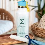 Παγούρι με Καλαμάκι σε Σχέδιο Mint Marble & Premium Λαμπάδα