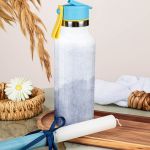 Θερμός με Καλαμάκι σε Σχέδιο Blue Pattern & Premium Λαμπάδα