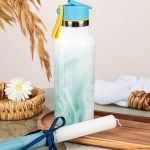 Παγούρι με Καλαμάκι σε Σχέδιο Mint Marble & Premium Λαμπάδα