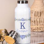 Παγούρι & Premium Λαμπάδα με Σχέδιο Μωβ Άνθη