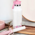 Παγούρι με Καλαμάκι σε Σχέδιο Pink Roses & Premium Λαμπάδα