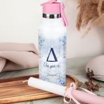 Θερμός με Καλαμάκι με Σχέδιο Μπλε Σκιές & Premium Λαμπάδα