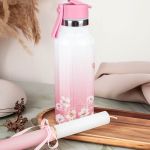 Θερμός με Καλαμάκι σε Θέμα Ροζ Πεταλούδα & Premium Λαμπάδα