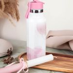 Παγούρι με Καλαμάκι σε Σχέδιο Ροζ Pattern & Premium Λαμπάδα
