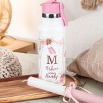Θερμός με Καλαμάκι σε Σχέδιο Λουλούδια & Premium Λαμπάδα