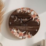 Ξύλινο Ρολόι Τοίχου με Όνομα και Ημερομηνία, Δώρο για τη Μαμά