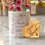 Σετ 2 Δώρα για Νονά, Κασπώ με Σχέδιο Μπουμπούκια & Μπρελόκ