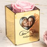 Σετ 2 Δώρα για Μαμά, Ροζ Τριαντάφυλλο με Φωτογραφία & Μπρελόκ