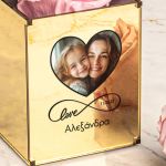 Σετ 2 Δώρα για Μαμά, Ροζ Τριαντάφυλλο με Φωτογραφία & Μπρελόκ