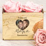 Ροζ Τριαντάφυλλα Παντοτινά με Φωτογραφία, Δώρο για Μαμά